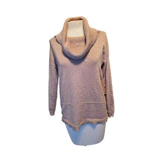 89th&Madison Cowl Neck sweater size Small oversized‎ beige oatmeal split sides